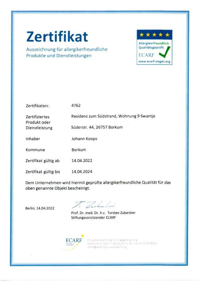 Swantje In Residenz Zum Suedstrand * Borkum